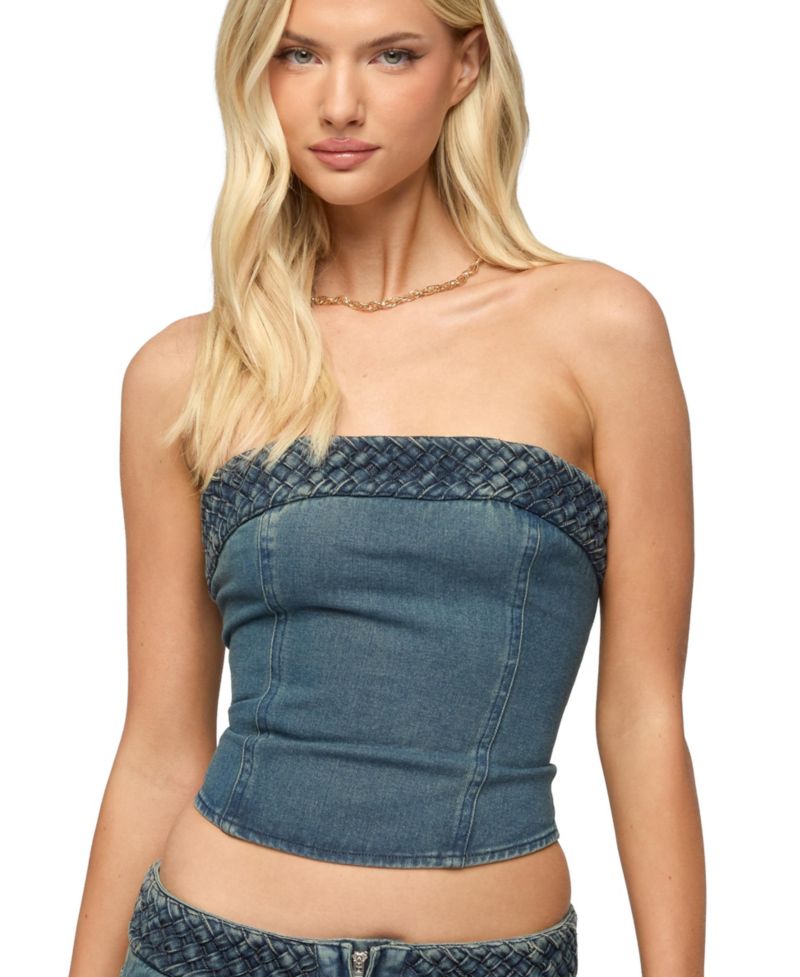 Women's Braidey Strapless Denim Top