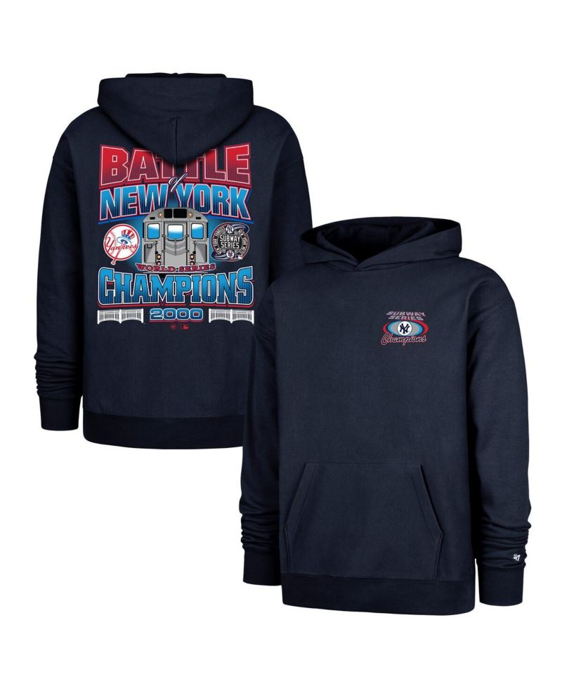 Men's Navy New York Yankees 2000 World Series Champions Showcase Backer Pullover Hoodie