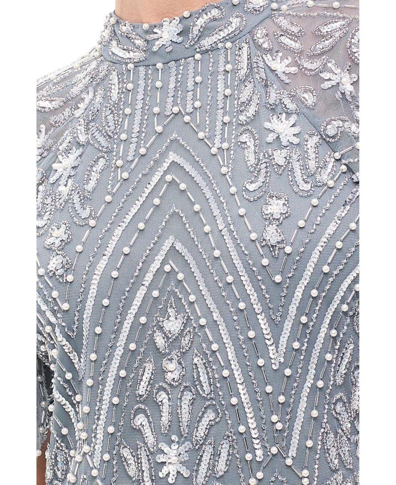 Women's Embellished Sequins High Neck Gown