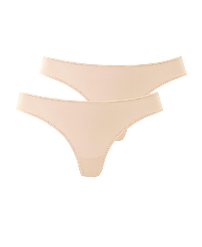 Women's 2-Pack Basic Thongs Low-Rise Minimal-Coverage Thong Underwear