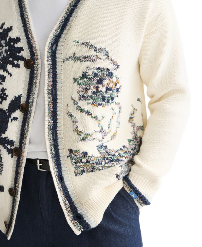Men's Cotton-Blend Oversized Intarsia Cardigan