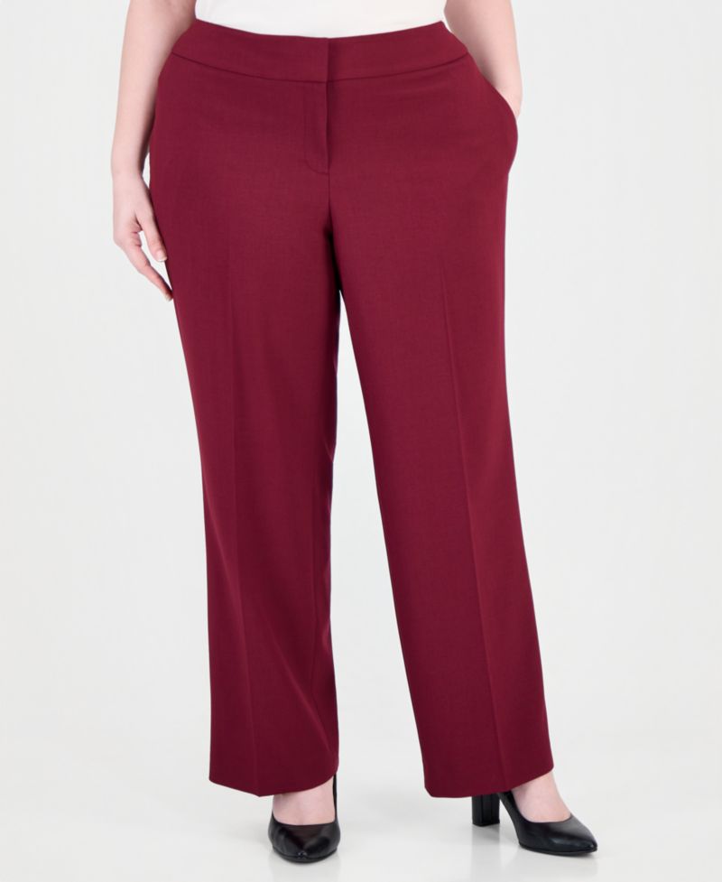 Plus Size Classic-Fit Wide-Leg Mid-Rise Pant Suit