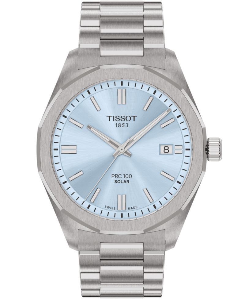 Men's Solar Swiss Stainless Steel Watch, 39mm