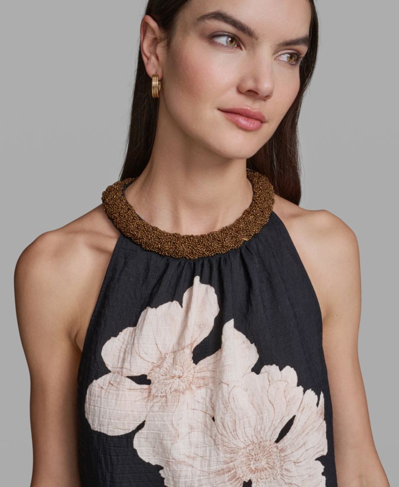 Women's Floral Print Halter Neck Top