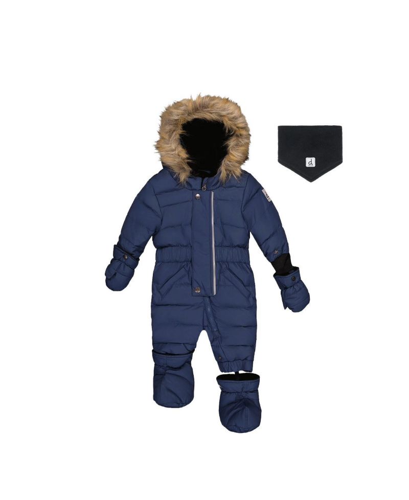 Baby Unisex Original One Piece Puffy Snowsuit with Removable Mittens and Boots.