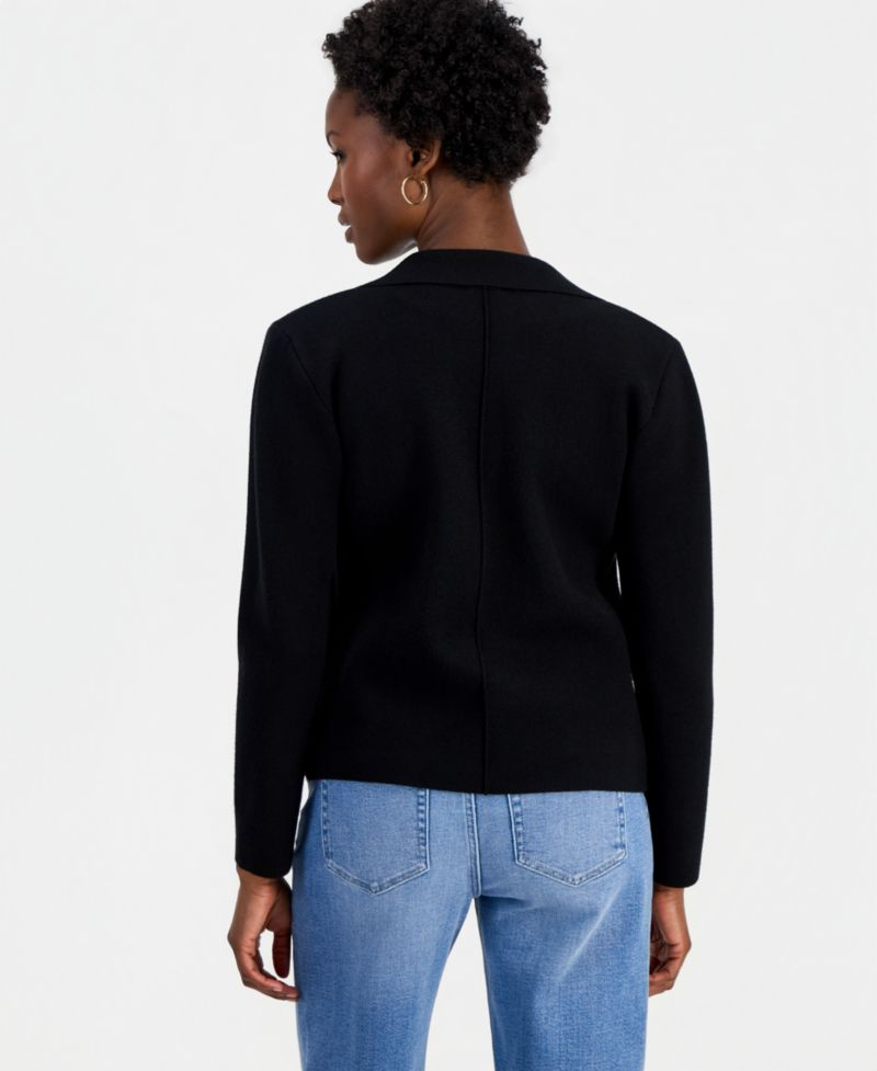 Petite Double-Breasted Patch Pocket Sweater