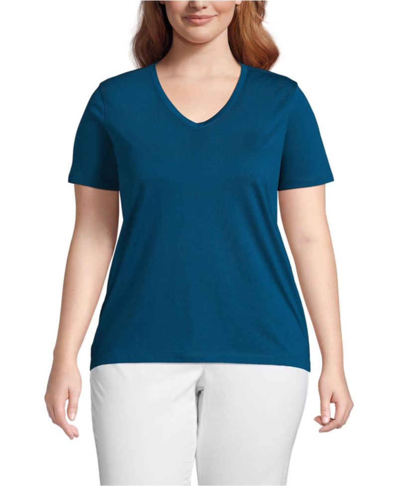 Plus Size Relaxed Supima Cotton V-Neck T-Shirt