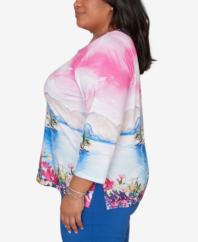 Plus Size The Royal Treatment Embellished Lake Como Scenic Top