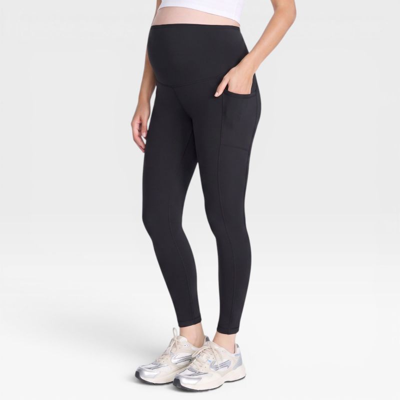 Women's High Waist Over the Belly Active Pocket Ankle Legging - 2-pack - Motherhood