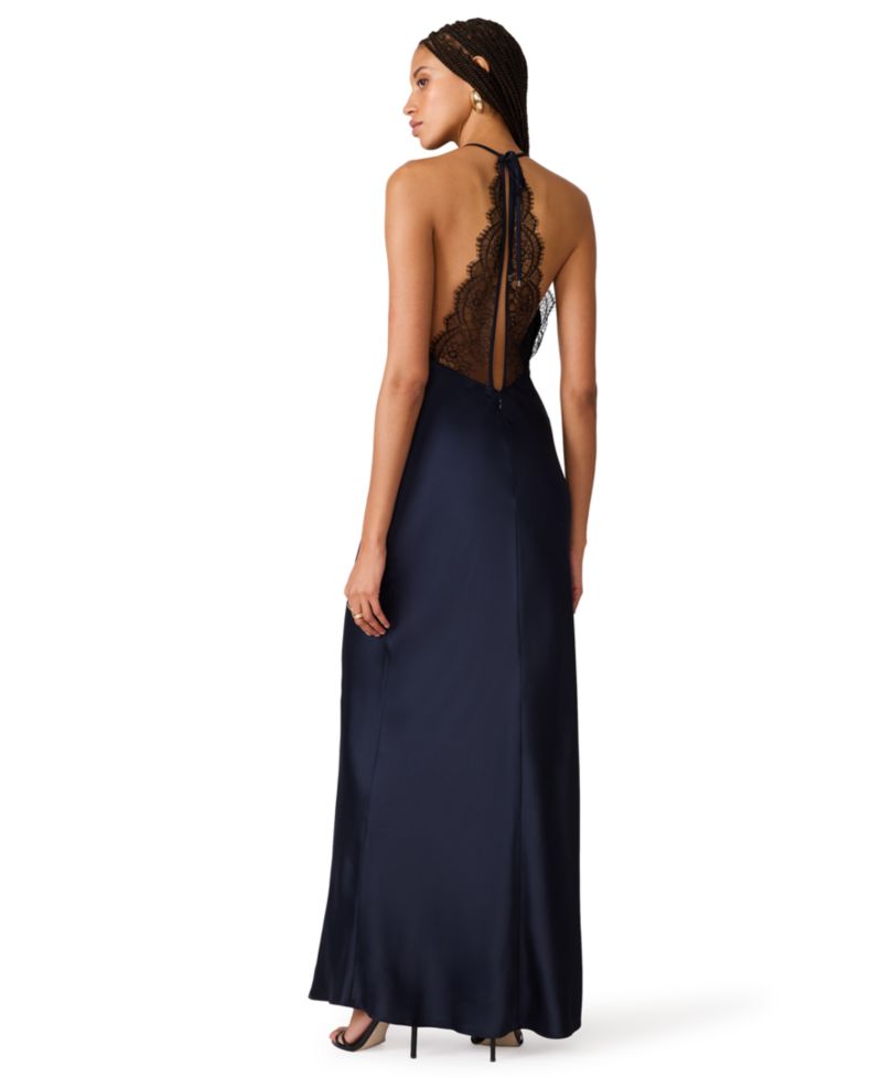 Women's Lace Satin V-Neck Dress