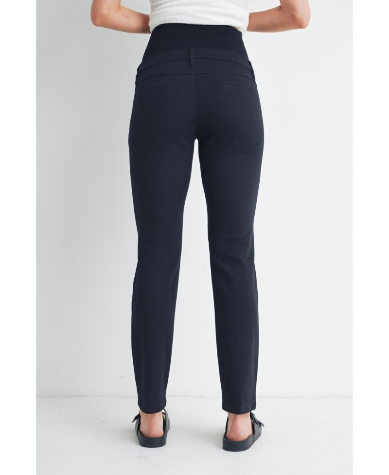 Maternity Straight Leg Pants with Over the Belly Panel and Pockets