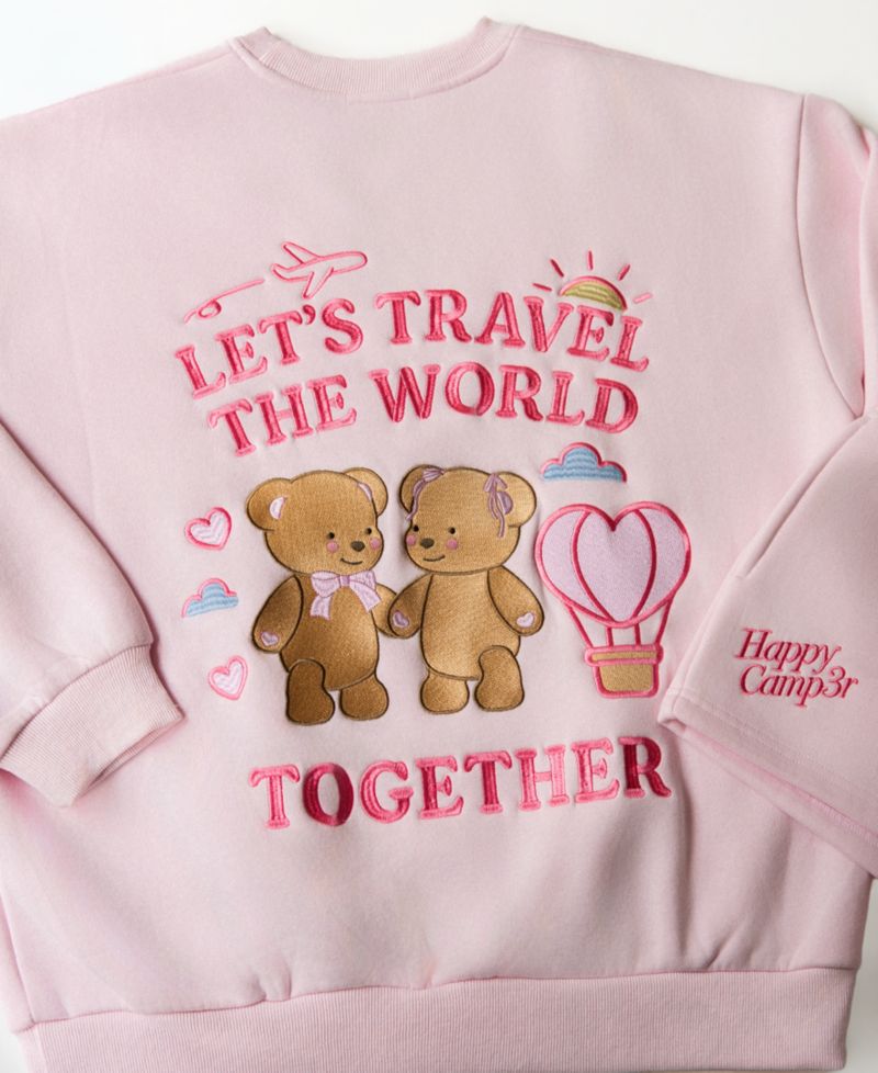 Juniors' Travel Together Embroidered Crewneck Sweatshirt
