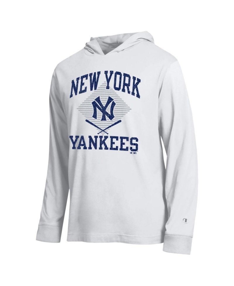Men's White New York Yankees Cooperstown Hooded Long-Sleeve T-Shirt
