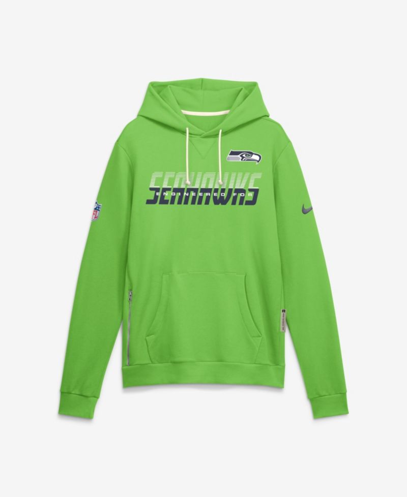 Men's Neon Green Seattle Seahawks Sideline Standard Issue Top Prospect Dri-FIT Hoodie