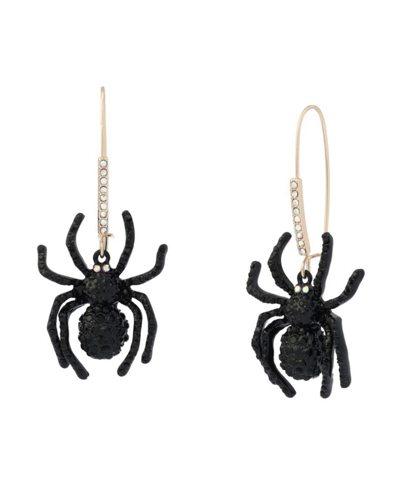 Faux-Stone Halloween Spider Dangle Earrings