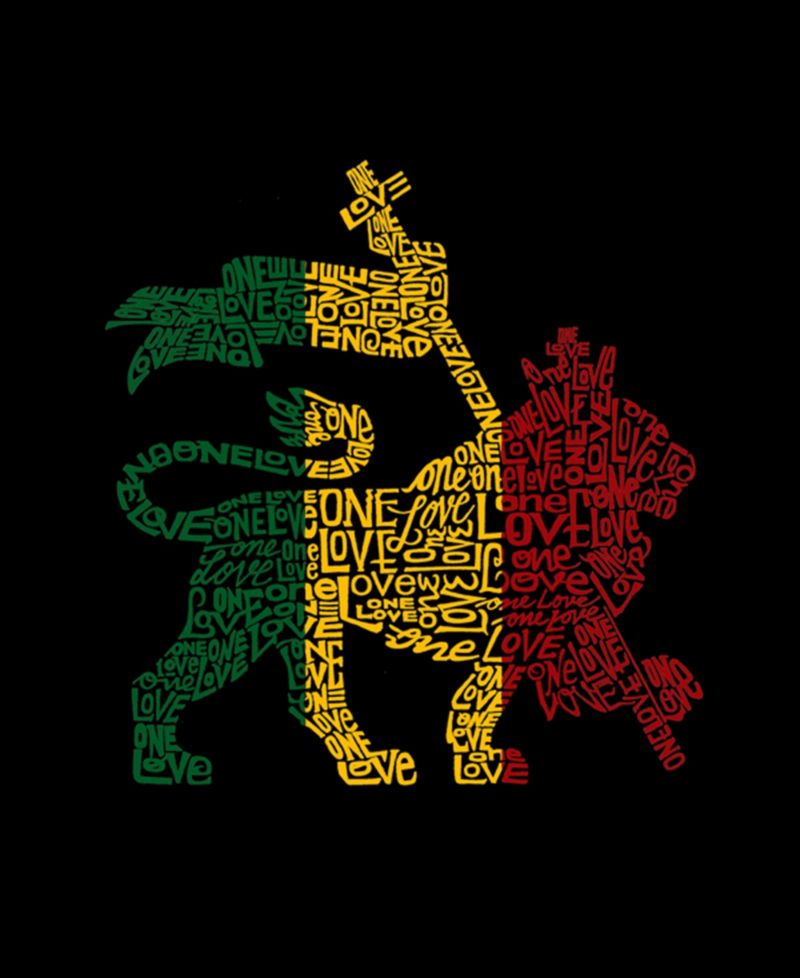 Plus Size Rasta Lion One Love Word Art T-Shirt