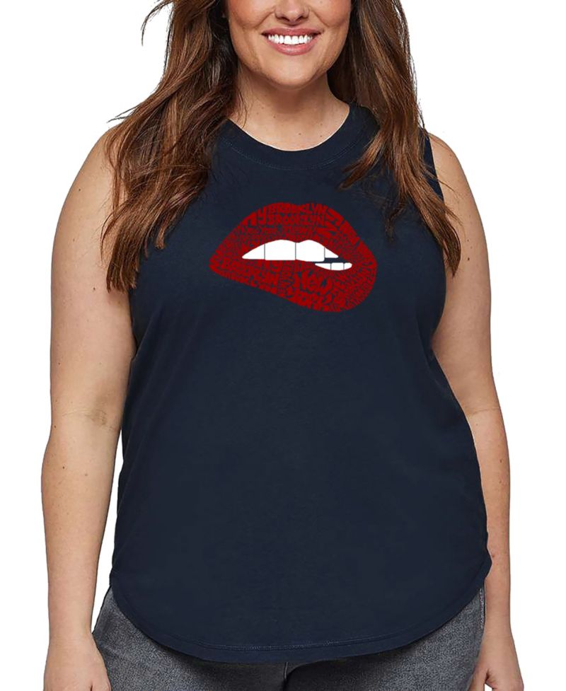 Plus Size Brooklyn Lips Word Art Tank Top