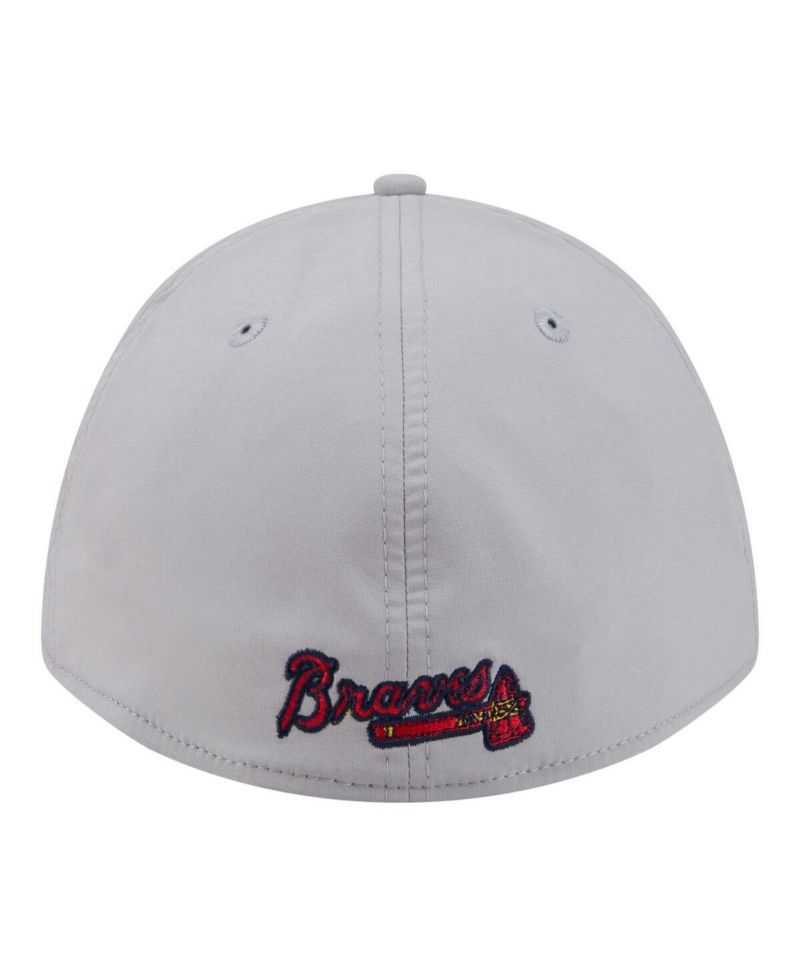 Men's Gray Atlanta Braves Patch 39THIRTY A-Frame M-Crown Perforated Flex Hat