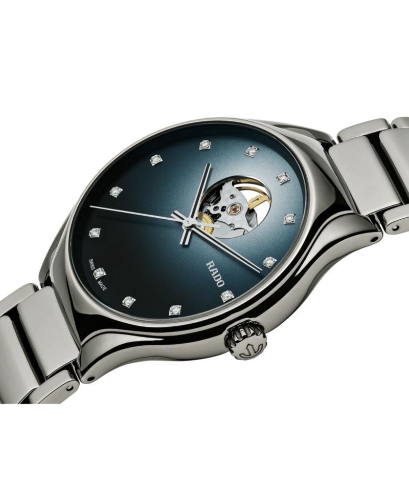 Unisex Swiss Automatic True Secret Diamond (1/8 ct. t.w.) Gray Ceramic Bracelet Watch 40mm