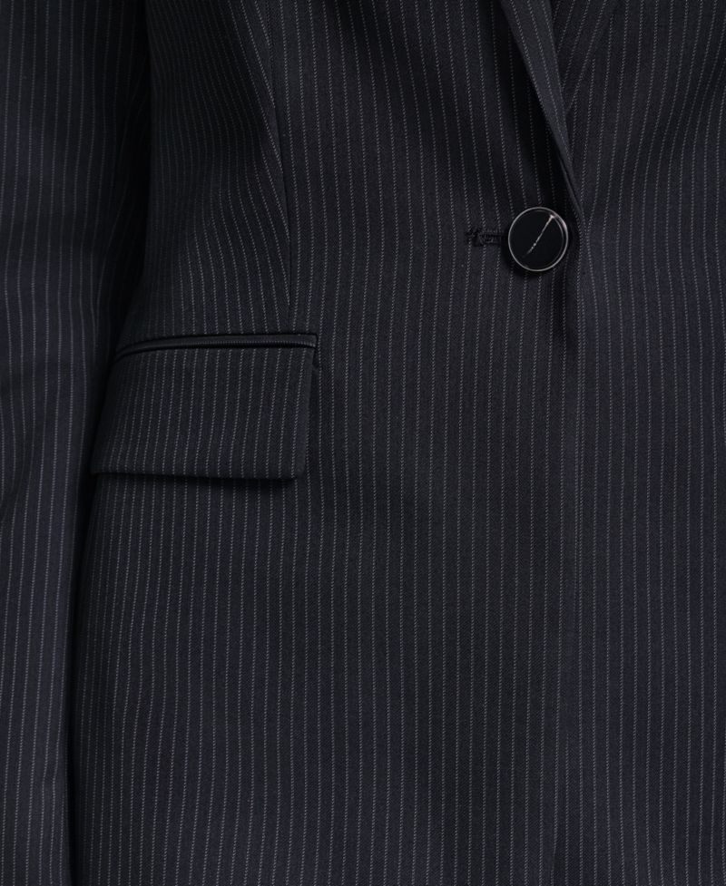 Women's Single Button Notch Collar Stripe Blazer