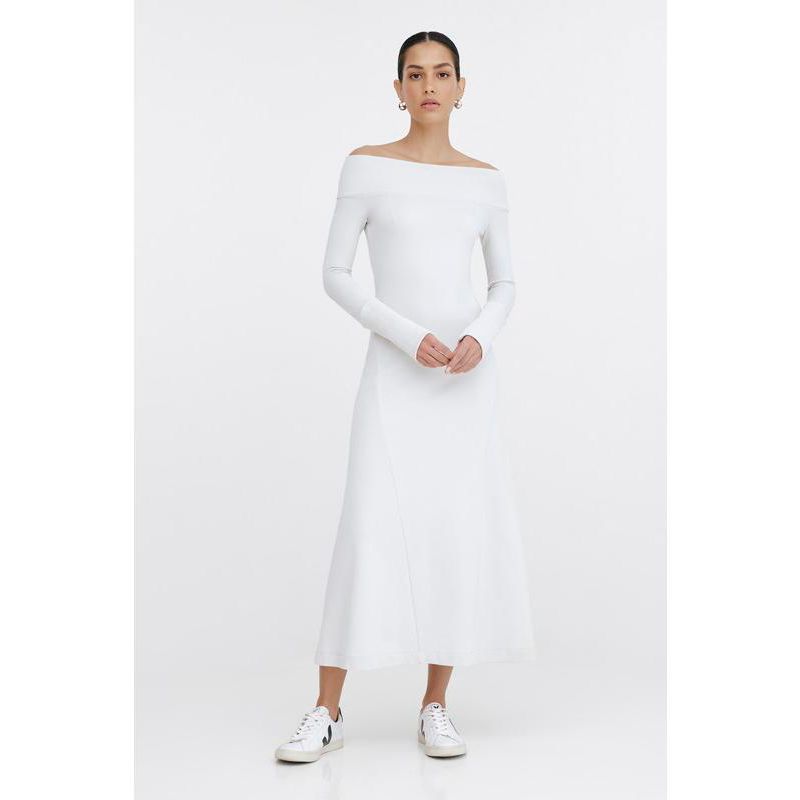 Women's Tilly Boat-Neck Ribbed-Detail A-Line Casual Midi Dress