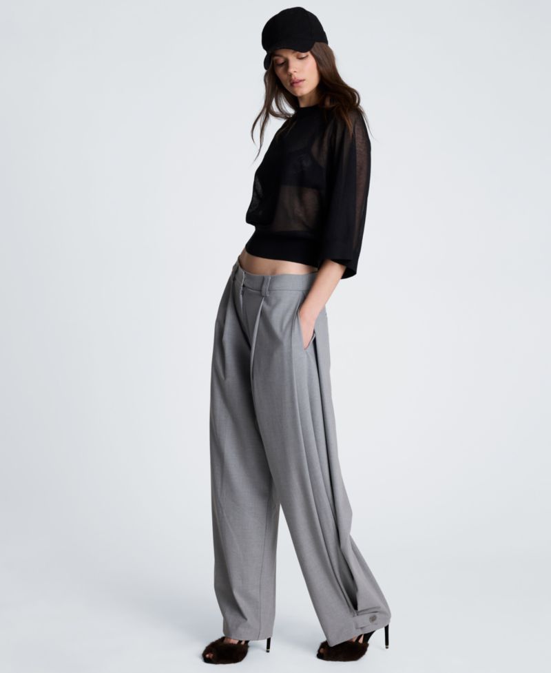 Women's High-Rise Accordion Side-Pleat Wide-Leg Pants
