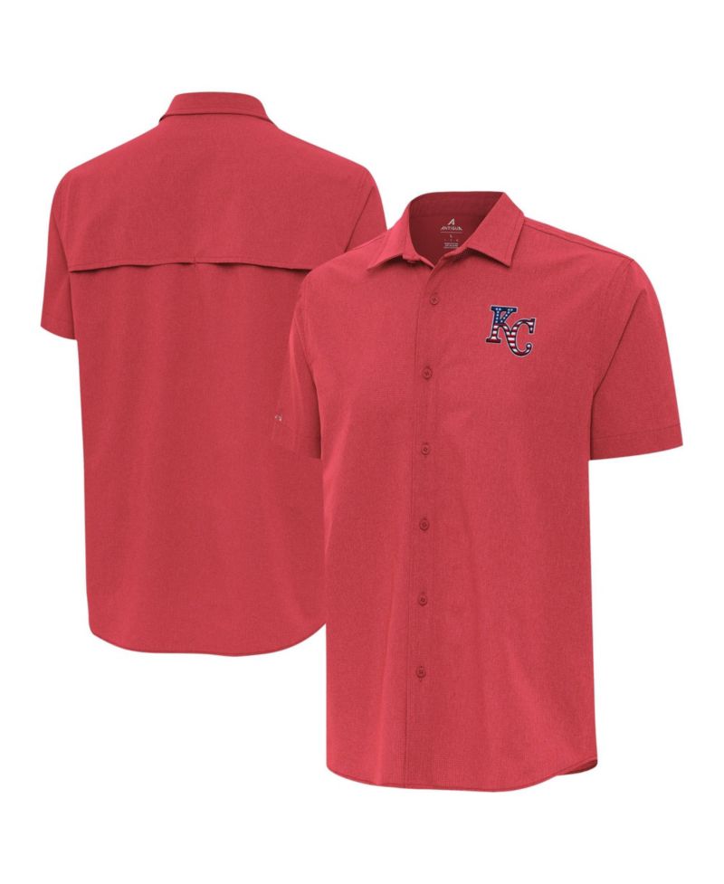 Men's Red Kansas City Royals Activate Stars and Stripes Team Logo Short Sleeve Button-Up Shirt