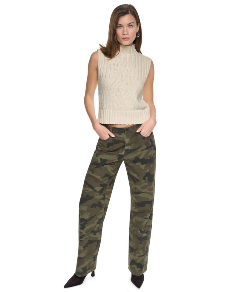 Women's Camo Mid-Rise Relaxed Straight Jeans