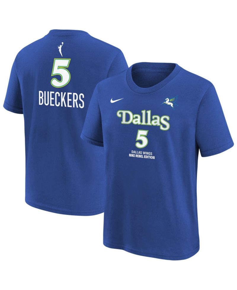 Big Boys and Girls Paige Bueckers Blue Dallas Wings Rebel Edition Name & Number T-Shirt
