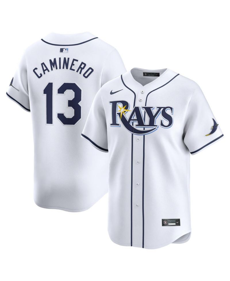 Big Boys and Girls Junior Caminero White Tampa Bay Rays Home Limited Player Jersey