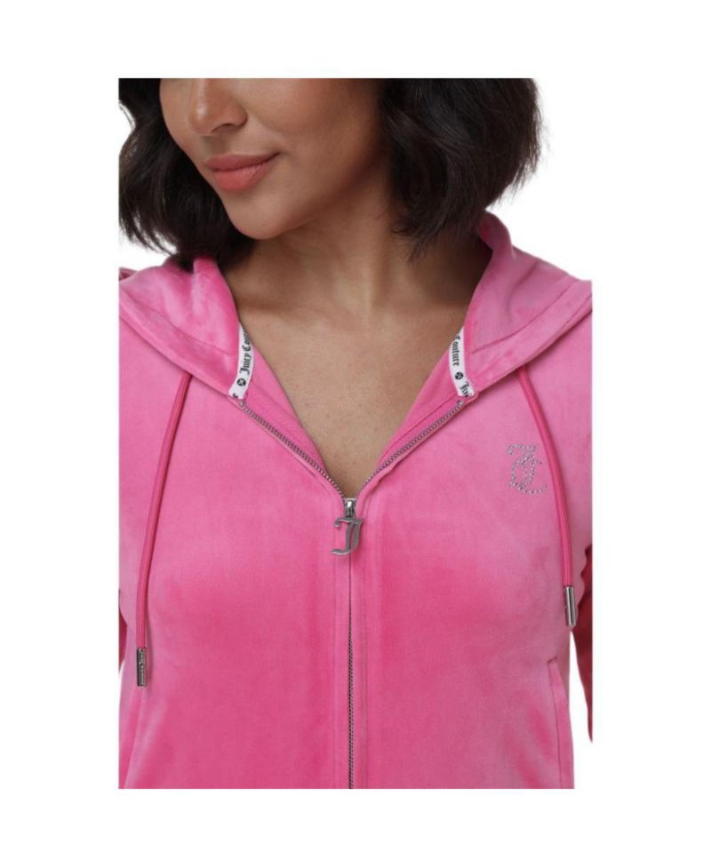 Women's Luxe Velour Juicy Hoodie With Double Bling