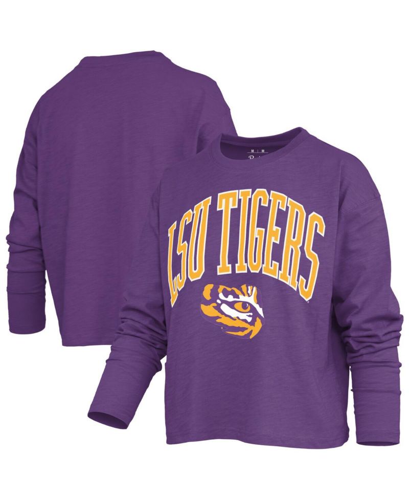 Women's Purple LSU Tigers Motley Boxy Waist-Length Long Sleeve T-Shirt