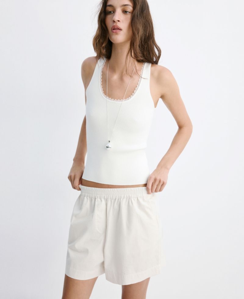 Women's Lace Detail Ribbed Top