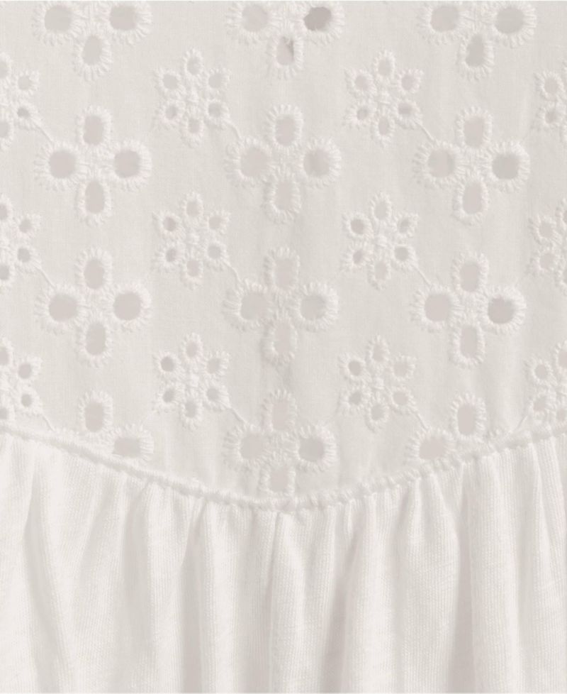 Plus Size 3/4 Sleeve Eyelet Mix Flowy Top