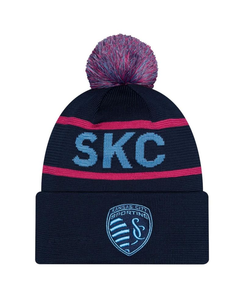 Men's Navy Sporting Kansas City 2026 Jersey Hook Cuffed Pom Knit Hat