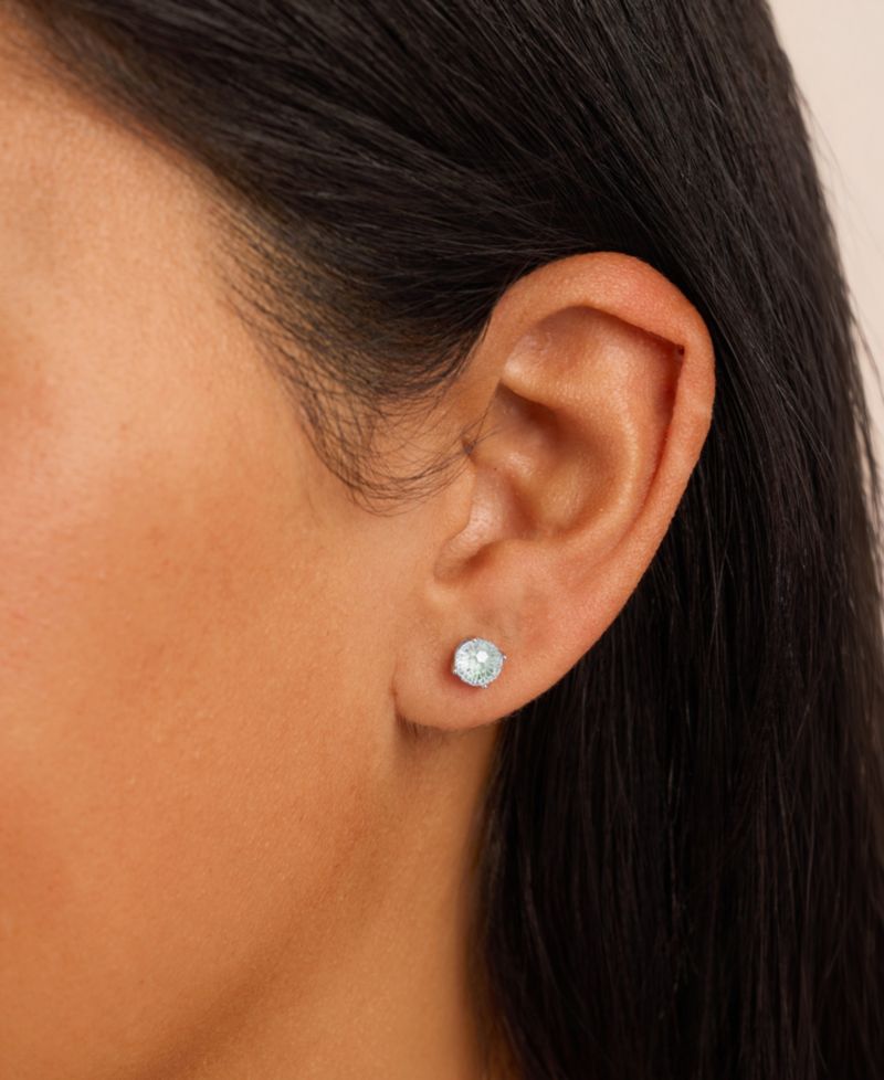 Sterling Silver Starlight Cubic Zirconia Solitaire Stud Earrings