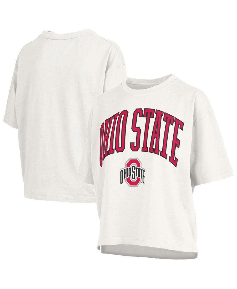 Women's White Ohio State Buckeyes Plus Size Nelson Motley Crew Oversized Slub T-Shirt