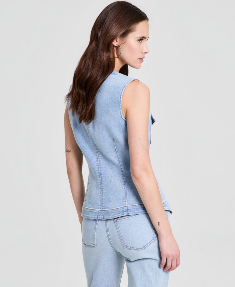 Women's Denim Sleeveless Flyaway Vest