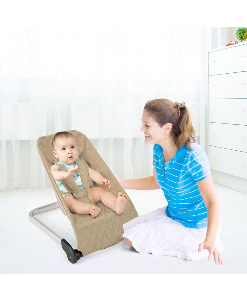 Portable Baby Bouncer Seat with Sturdy Aluminum & Metal Frame for Infants