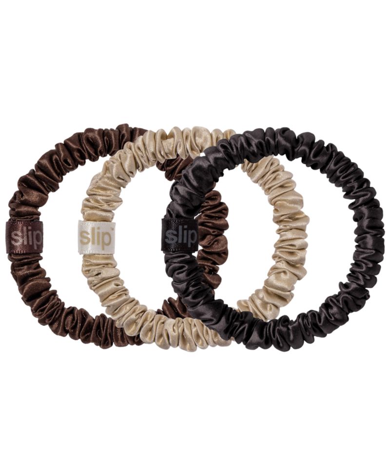 3-Piece Pure Silk Skinny Scrunchie Trio Set