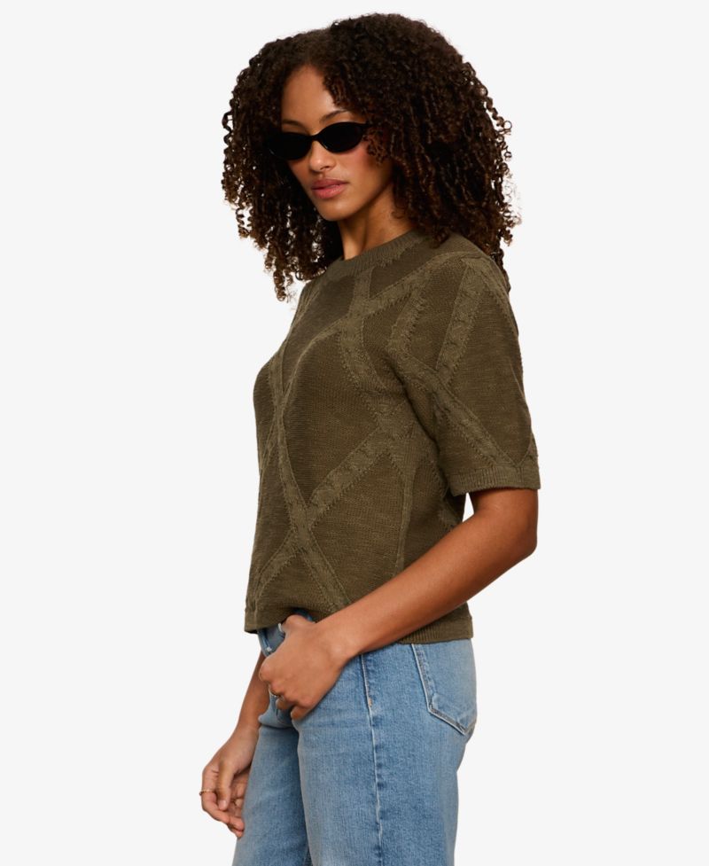 Petite Short-Sleeve Cotton Sweater T-Shirt