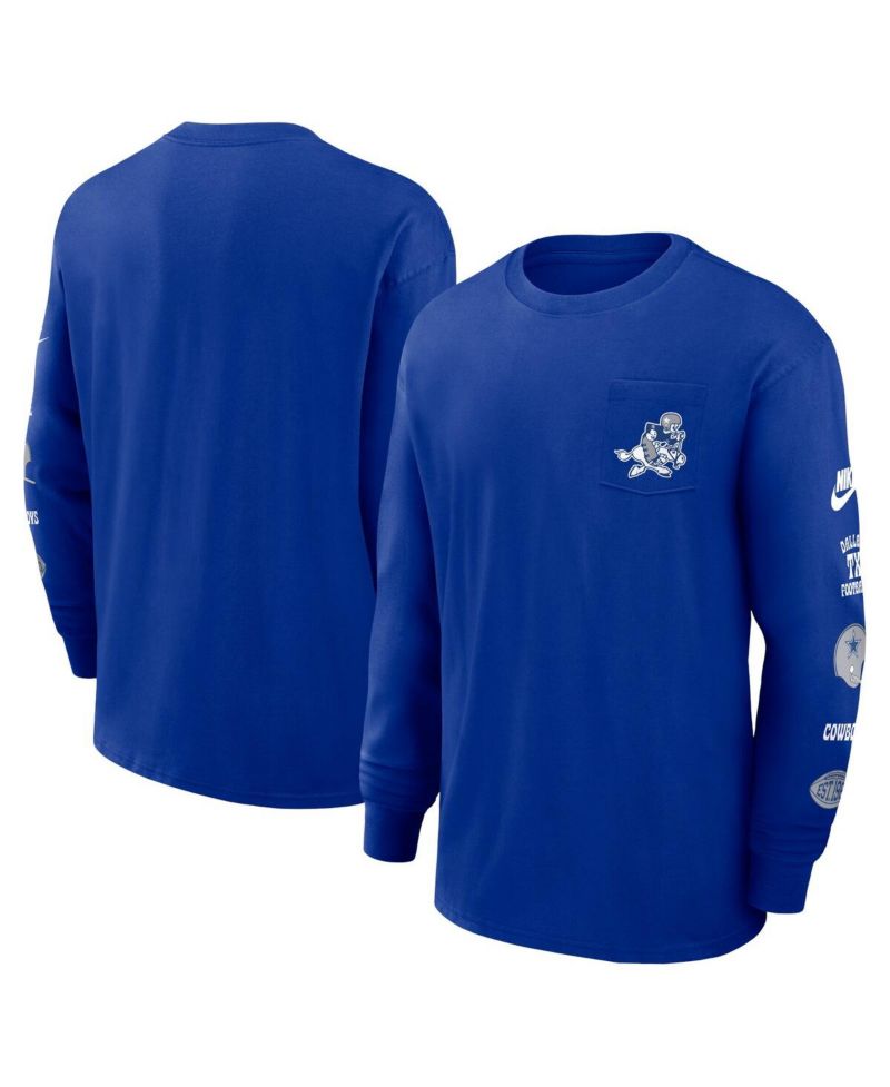 Men's Royal Dallas Cowboys Rewind Max90 Pocket Long Sleeve T-Shirt