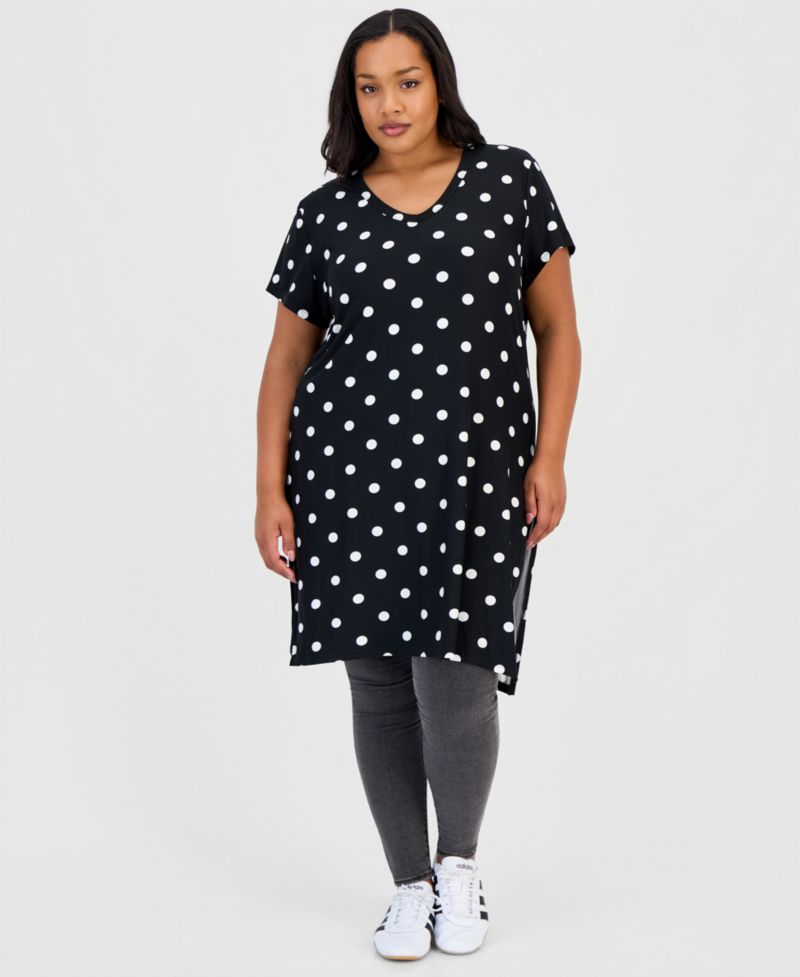 Trendy Plus Size Printed V-Neck Tunic