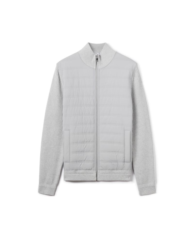 Men's Trainer Hybrid Quilt and Knit Funnel-Neck Jacket