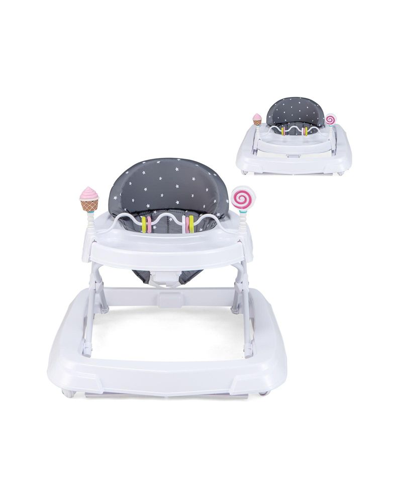 Baby Walker with Adjustable Heights, Foldable Frame, and Removable Seat