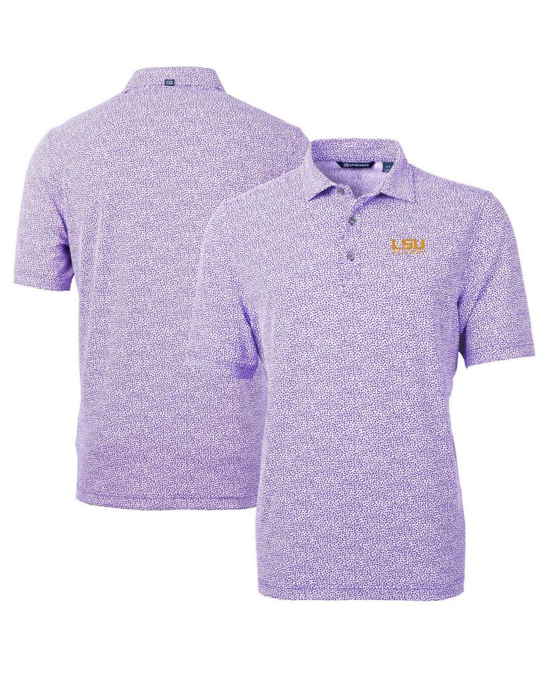 Men's Purple LSU Tigers Alumni Logo DryTec Virtue Eco Pique Botanical Print Polo Shirt
