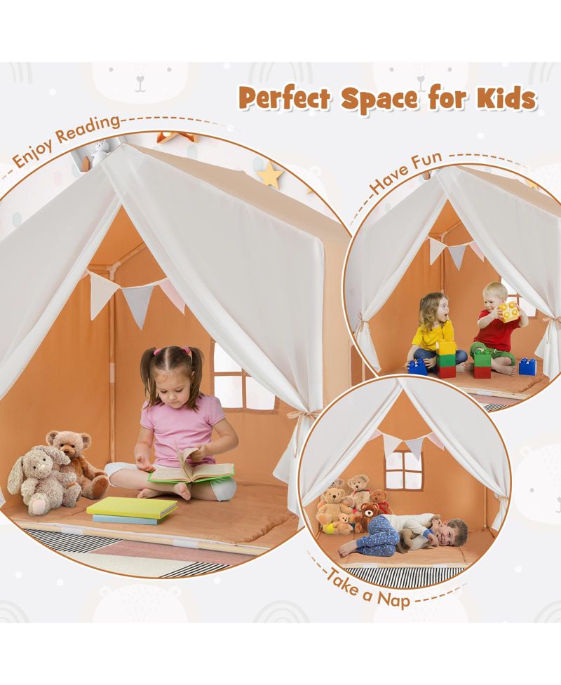 Indoor-Outdoor Play Tent with Washable Mat, 3-Piece Set
