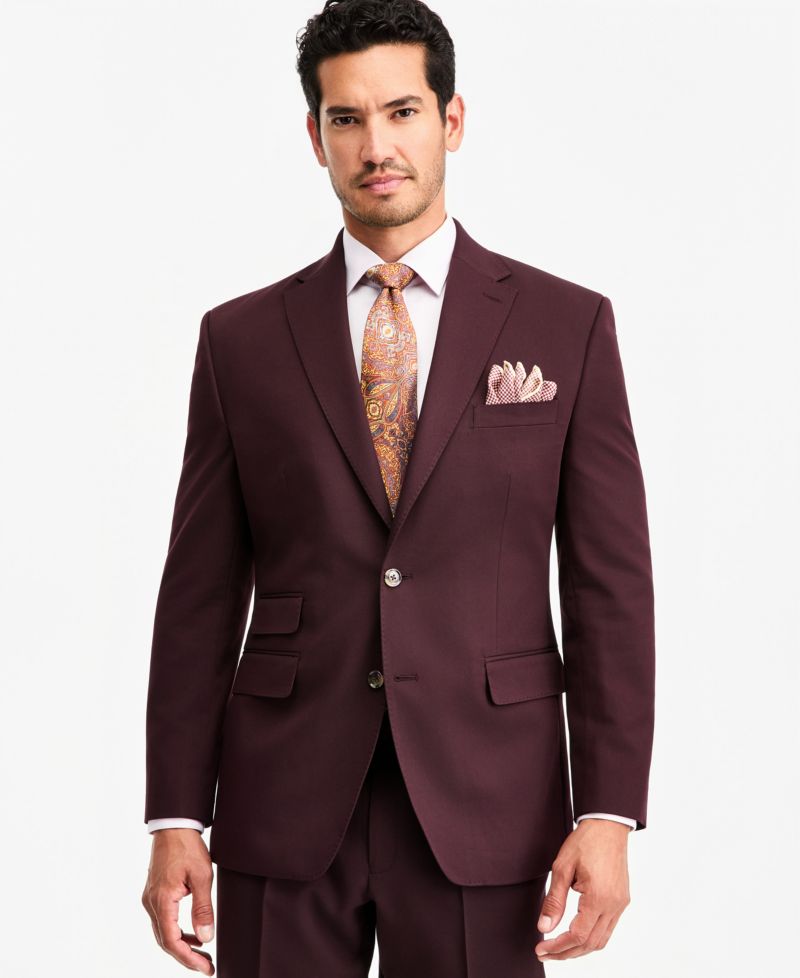 Men's Classic-Fit Burgundy Suit Separate Jacket