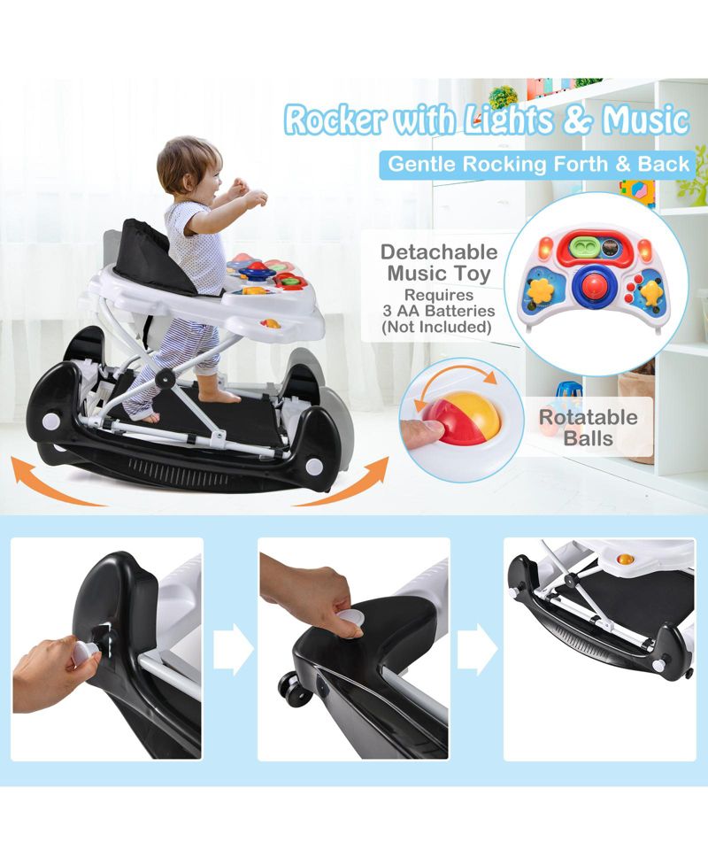 Toddler Baby Walker 6-in-1 Foldable Design with Adjustable Height Support