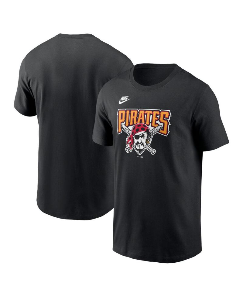 Men's Black Pittsburgh Pirates Cooperstown Collection Team Logo T-Shirt